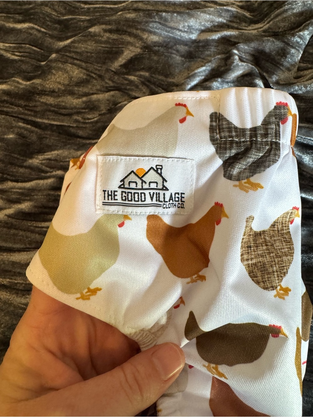 White Chicken Print Reusable Cloth Diaper Cover with Rust Snaps - Picture 4 of 5